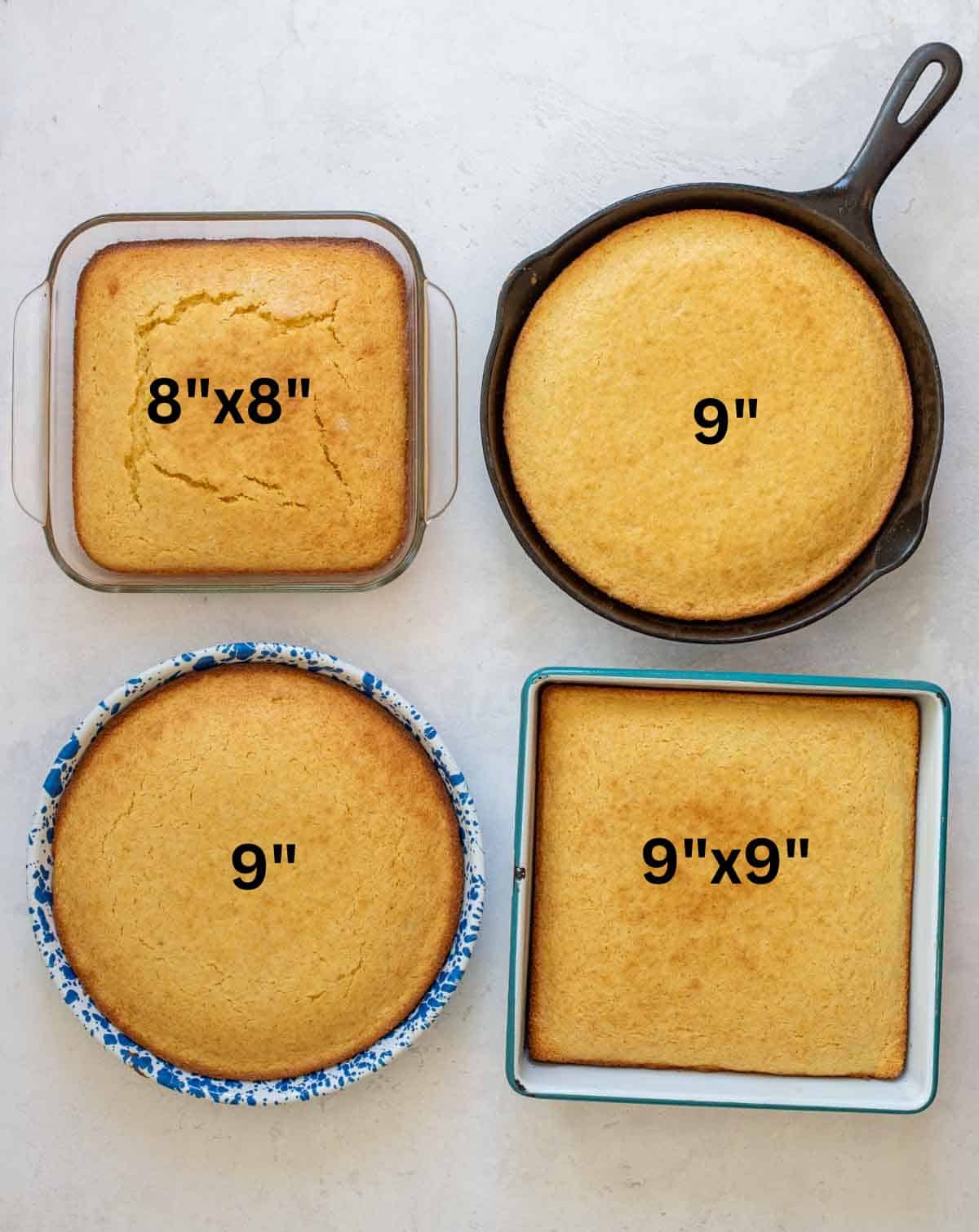 baking times for cornbread in different pans.