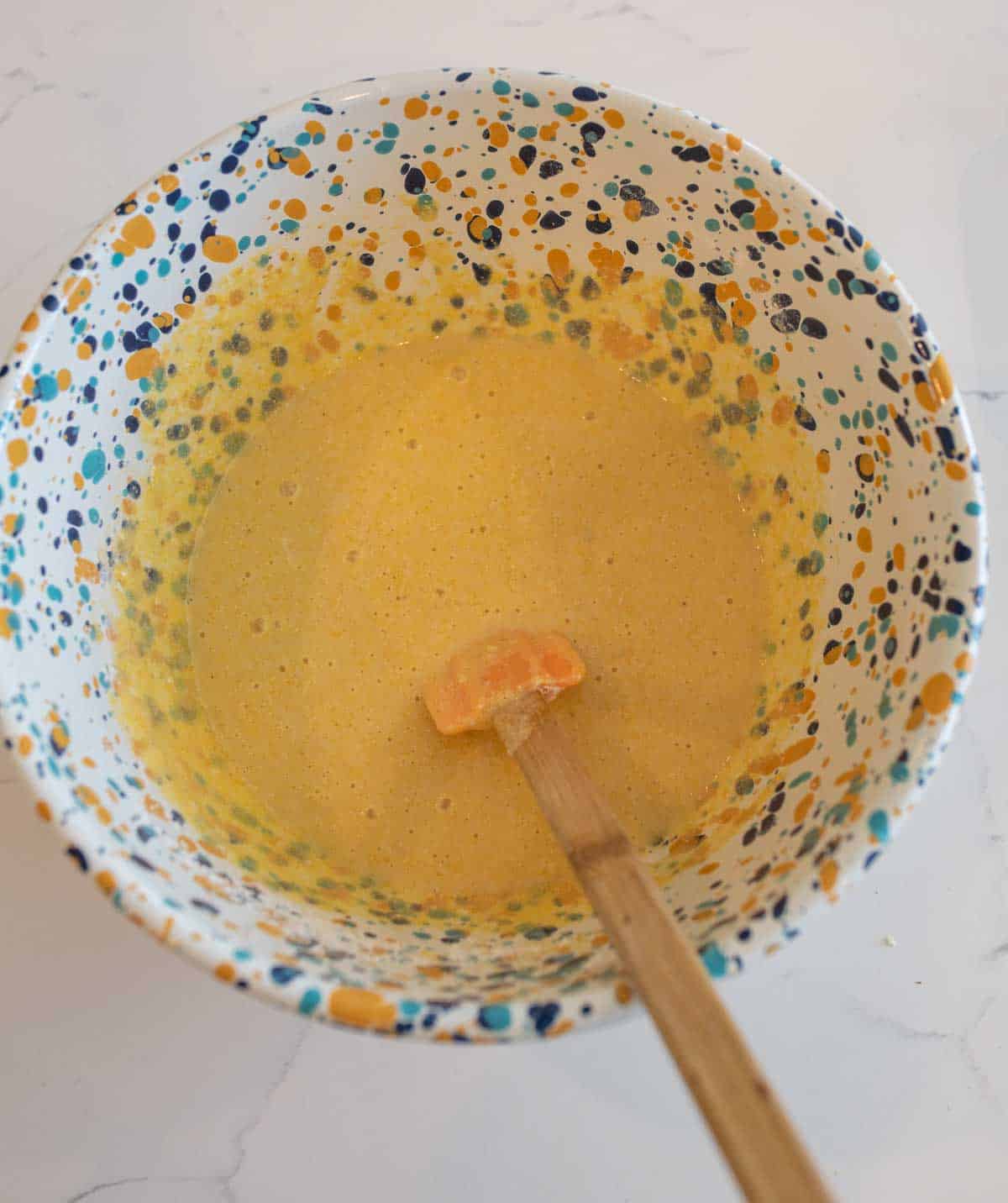 cornmeal batter in a bowl.