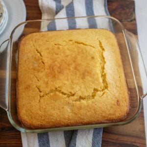 cornbread in a glass pan