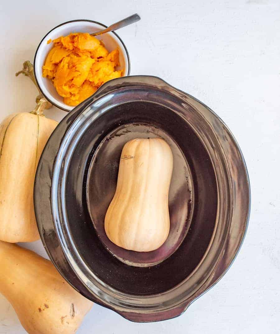 butternut squash in a slow cooker.